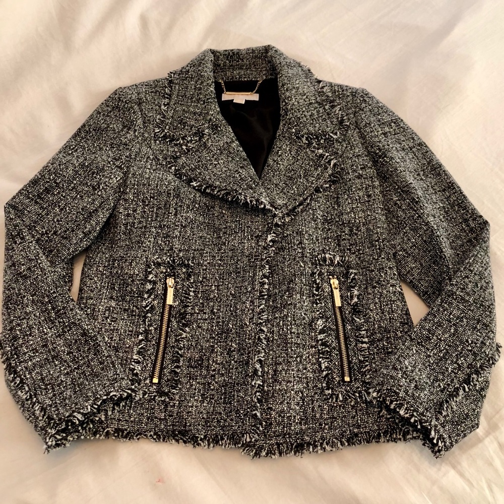 NWOT Michael Kors Frayed Tweed Jacket